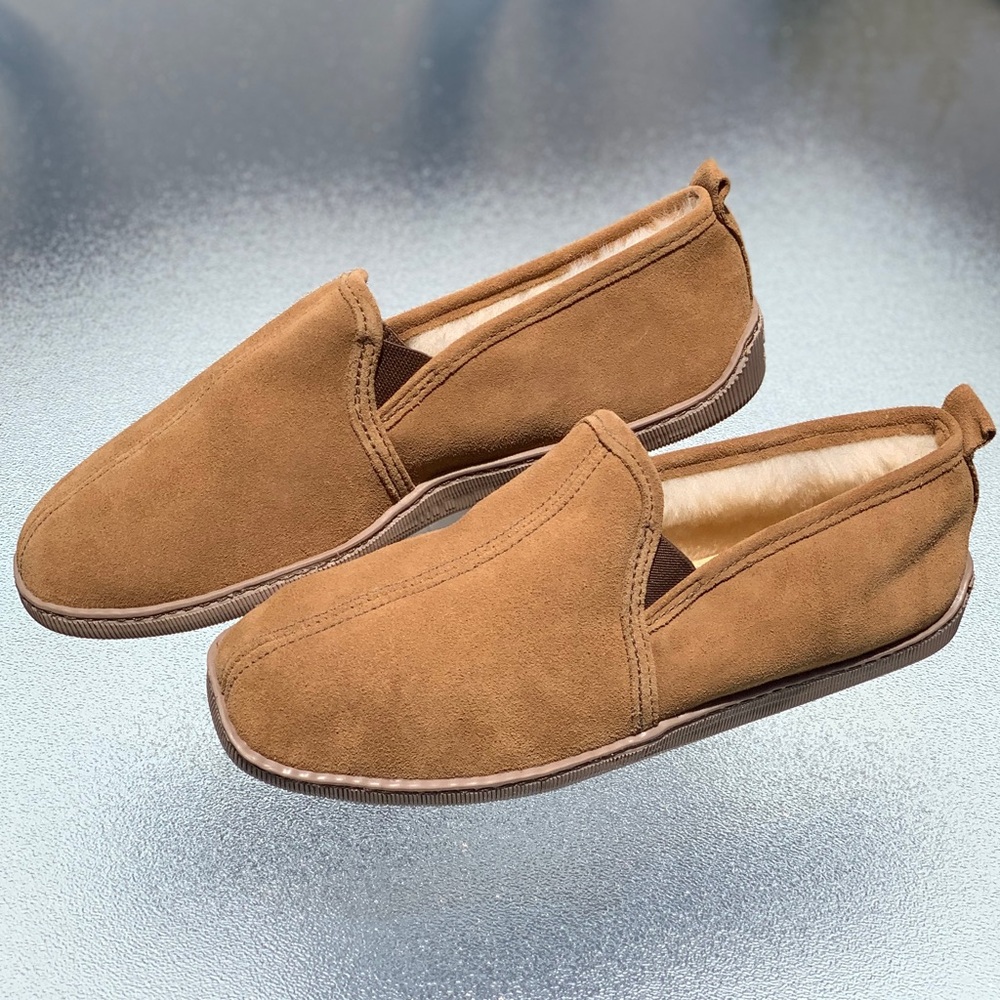 Minnetonka Golden Tan Twin Gore Sheepskin Indoor/Outdoor Slippers ~ Men’s 11